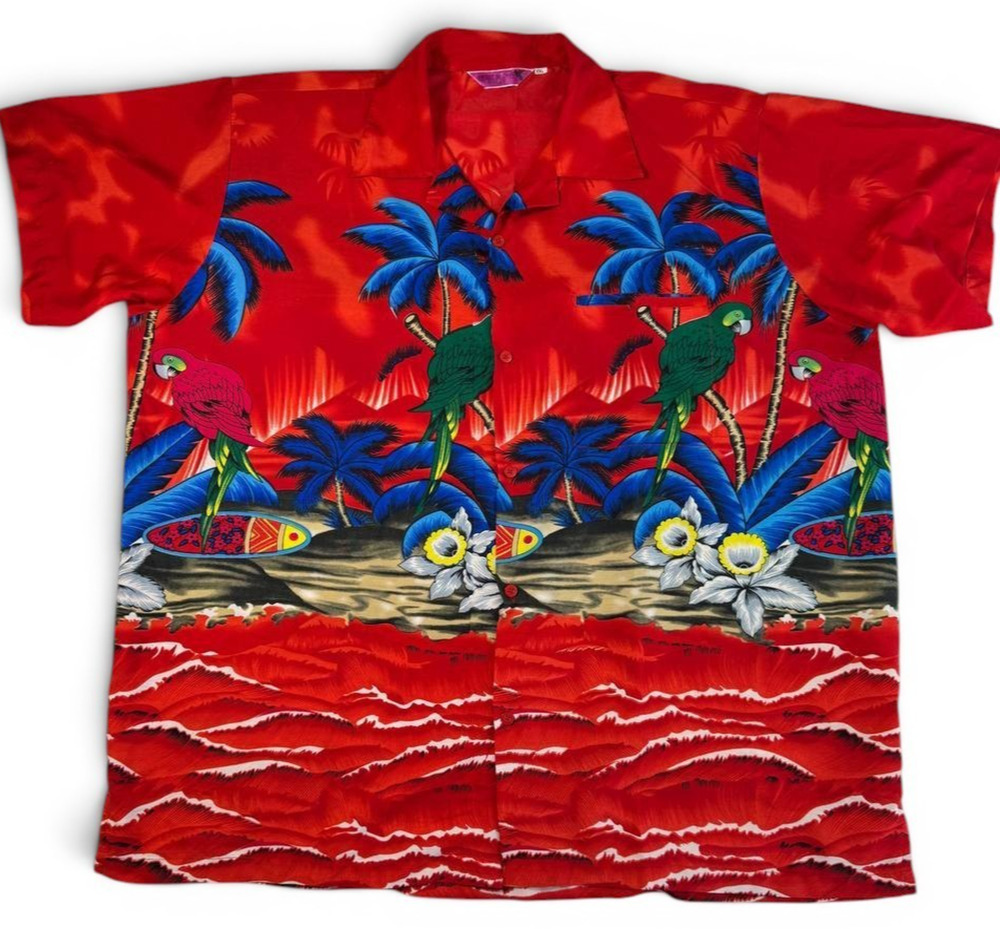 Sweet Nectar Hawaii Hawaiian Shirt Red Tropical Parrot Beach Camp XXL